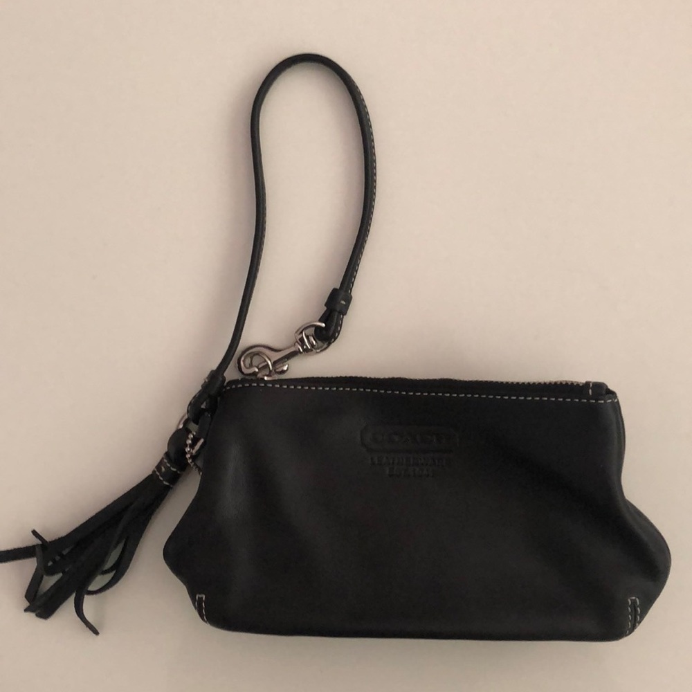 Black Coach Leather Wristlet